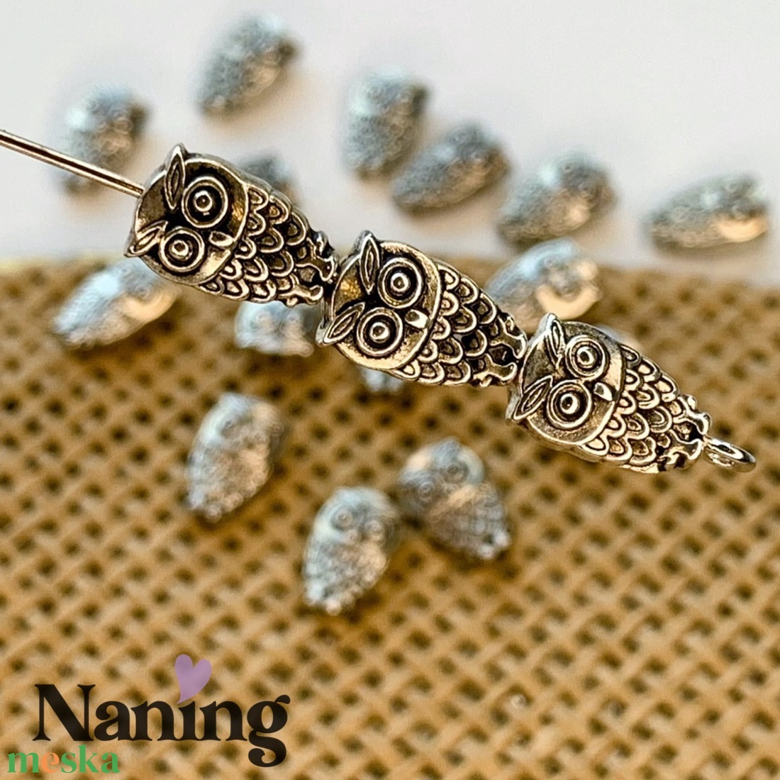 5 db bagoly összekötőelem/köztes - 6x10mm � antik ezüst  (100ft/db) - kellékek & szerszámok - gyöngyfűzés kellékek - fém köztesek - Meska.hu