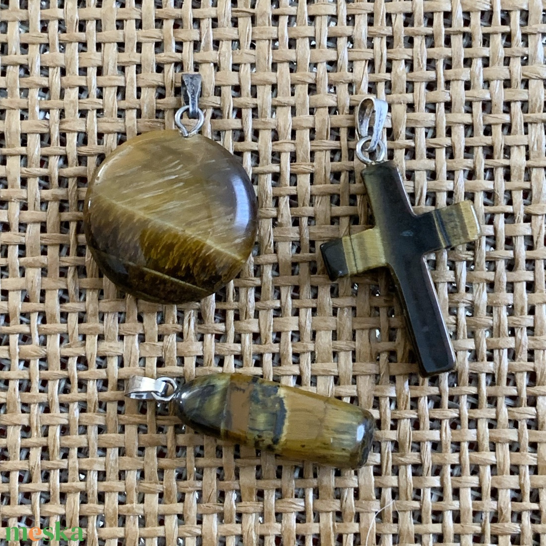 3db tigrisszem ásványmedál   (400ft/db) - kellékek & szerszámok - ásvány alapanyag - ásvány figura - Meska.hu