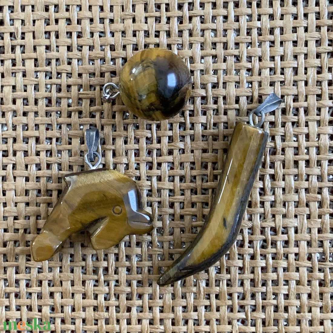 3db tigrisszem ásványmedál   (400ft/db) - kellékek & szerszámok - ásvány alapanyag - ásvány figura - Meska.hu