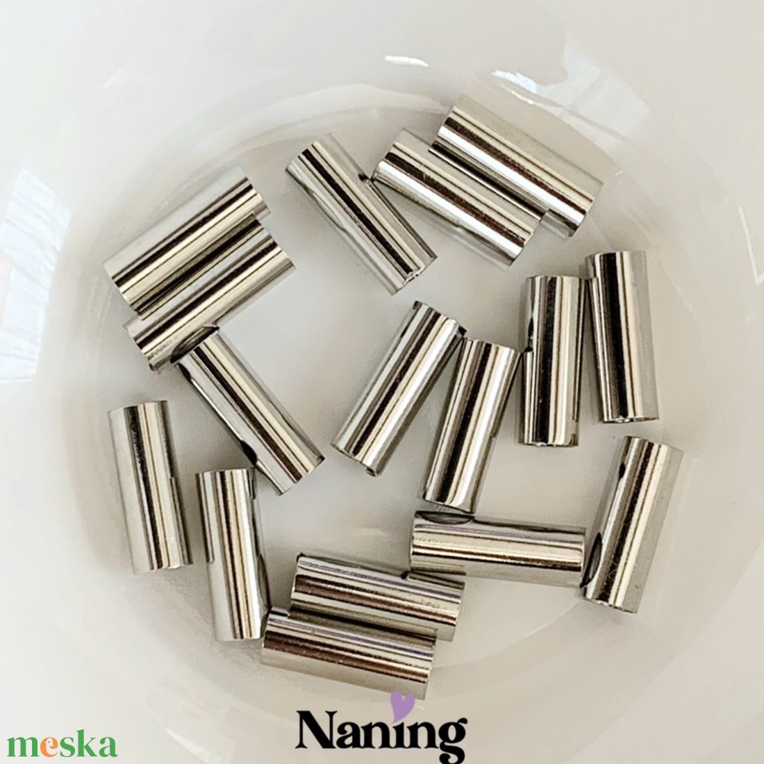 40db csőköztes - 5x14mm  (10ft/db) - kellékek & szerszámok - gyöngyfűzés kellékek - fém köztesek - Meska.hu