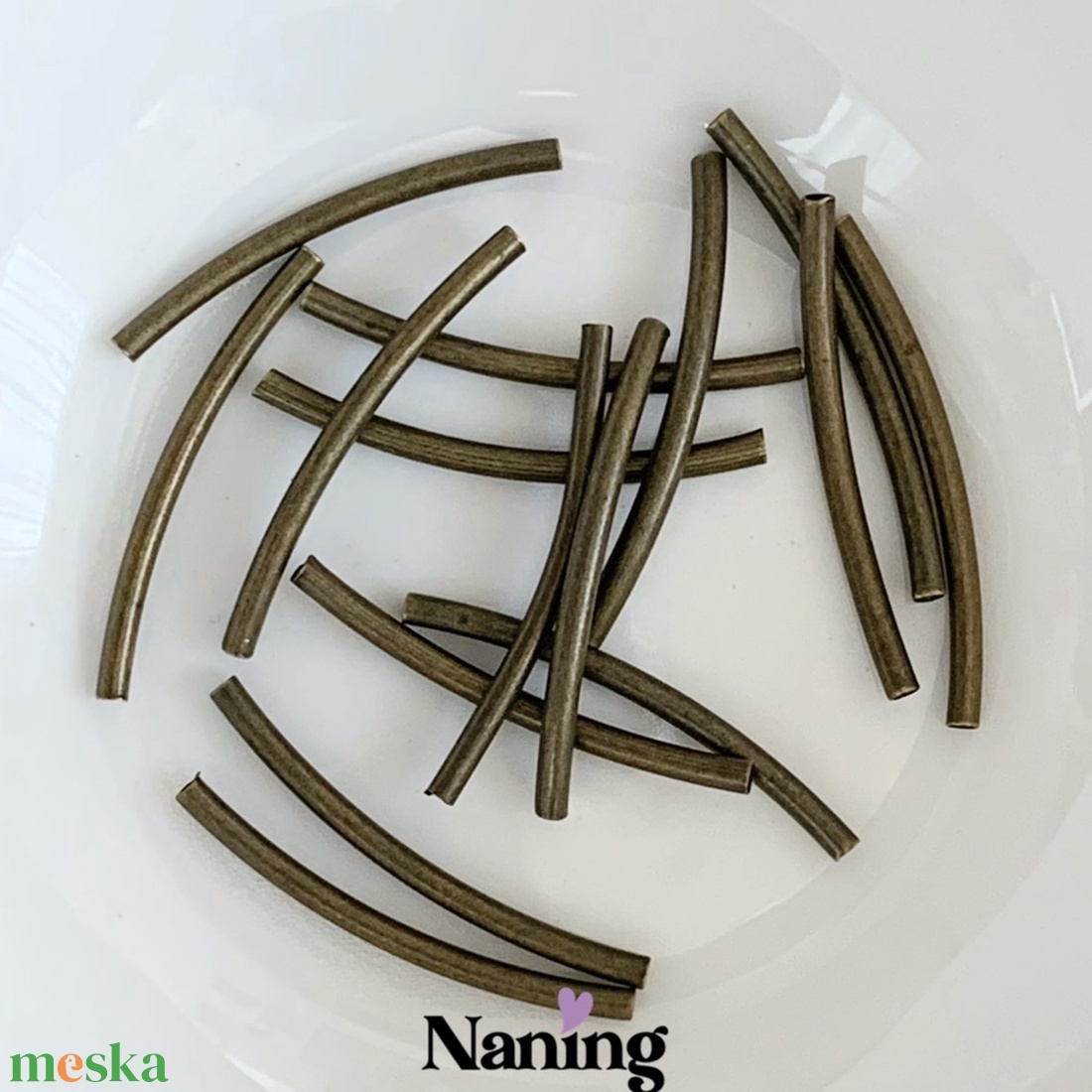 30db - ívelt csőköztes - 2x30mm - (15ft/db)  - kellékek & szerszámok - gyöngyfűzés kellékek - fém köztesek - Meska.hu