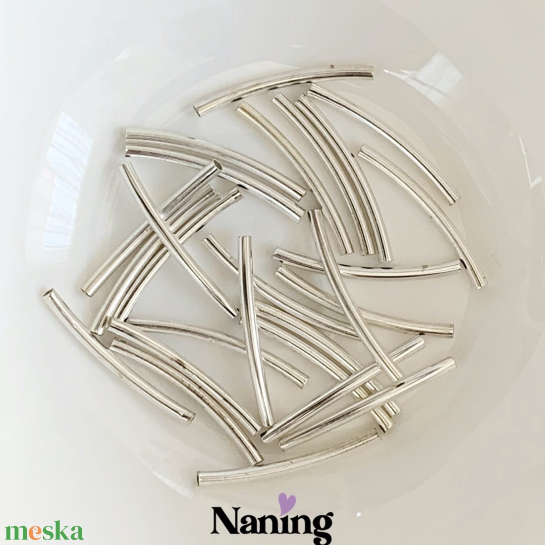 30db - ívelt csőköztes - 2x30mm - (15ft/db)  - kellékek & szerszámok - gyöngyfűzés kellékek - fém köztesek - Meska.hu