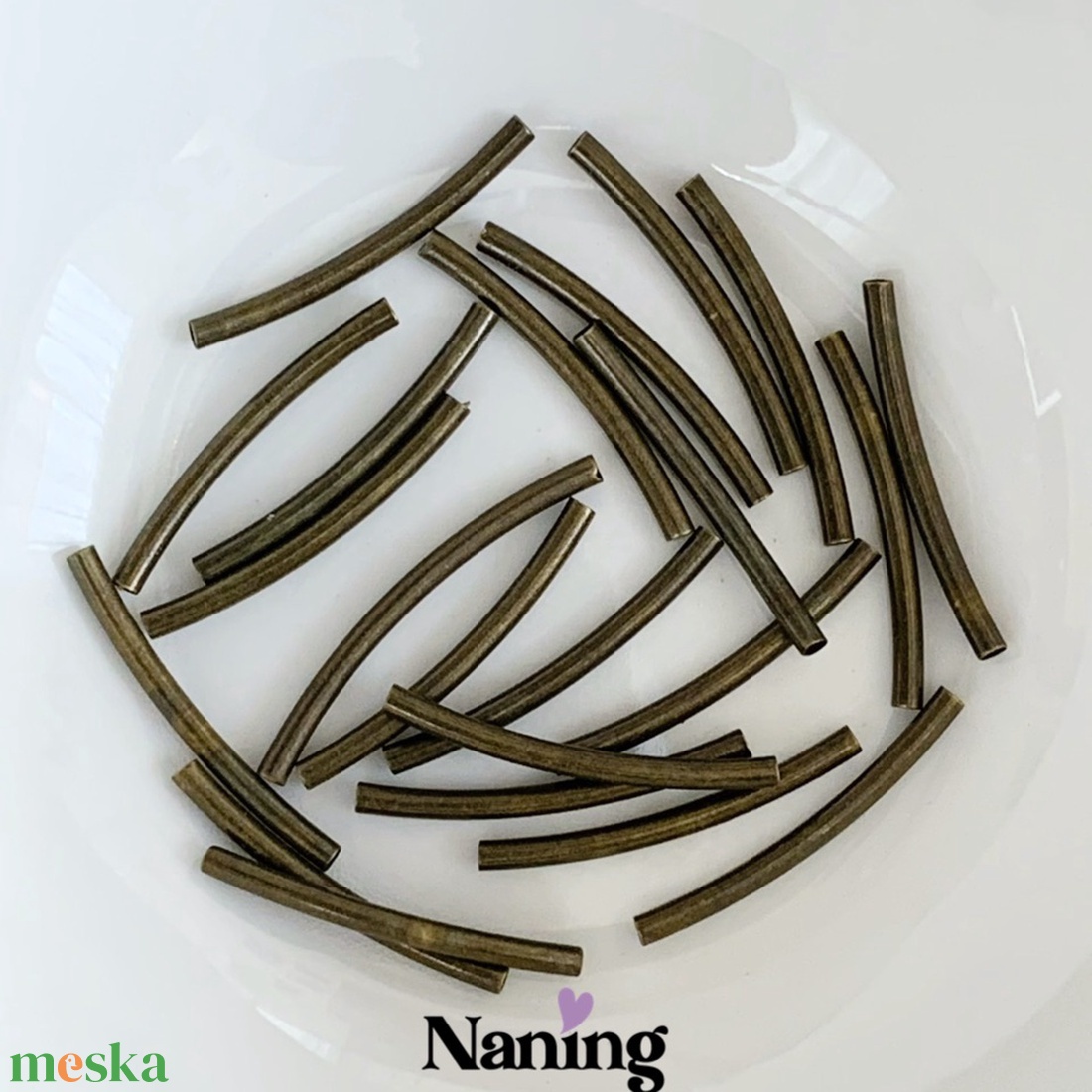 30db - ívelt csőköztes - 2x25mm - (15ft/db) - kellékek & szerszámok - gyöngyfűzés kellékek - fém köztesek - Meska.hu