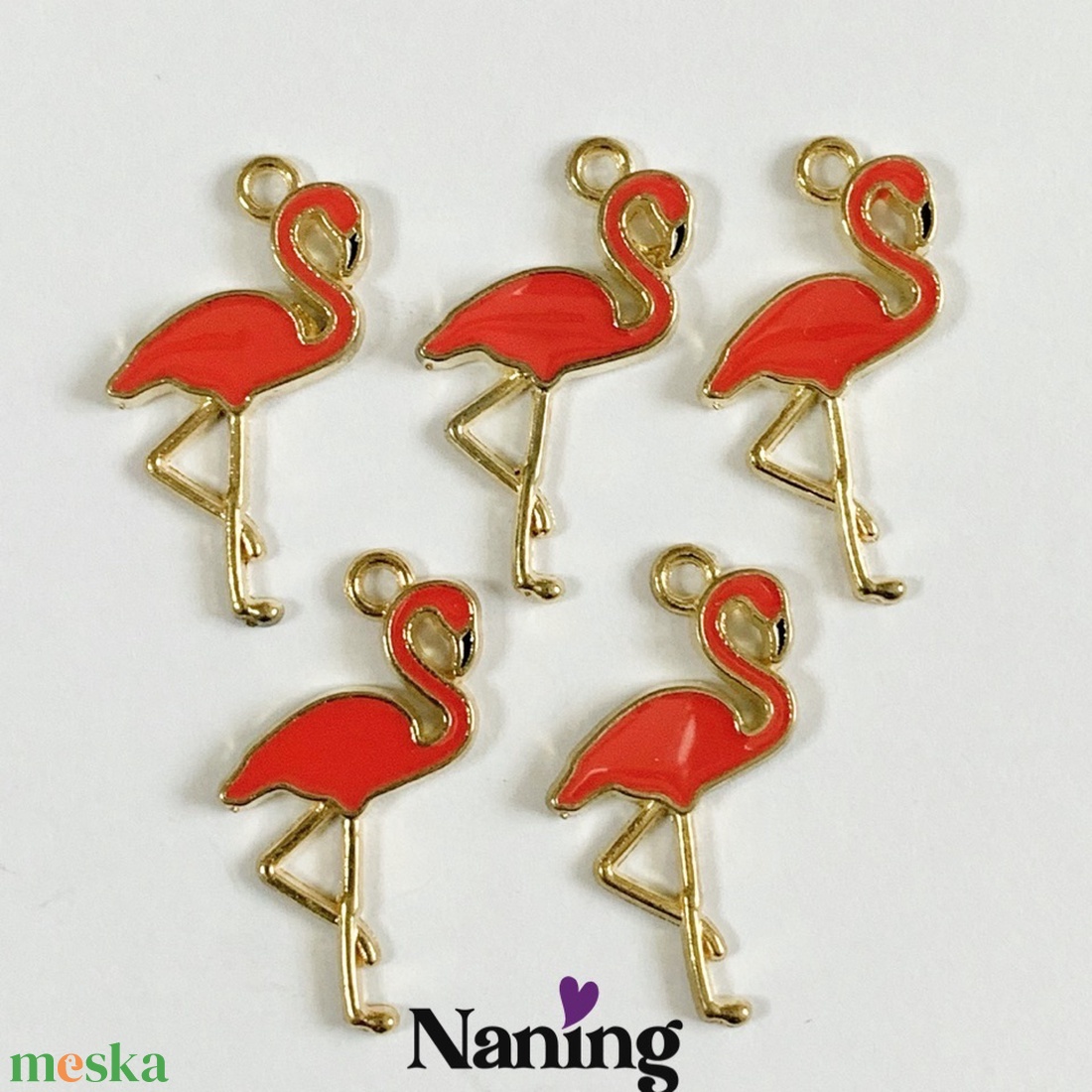 5 db FLAMINGÓ ékszerdísz/charm - 12x24mm  (80ft/db) - kellékek & szerszámok - ékszerkellék - charmok - Meska.hu