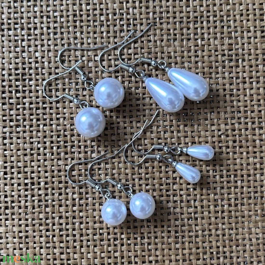 4 pár - különböző formájú/méretű lógós - akril fülbevaló - ékszer - fülbevaló - lógó fülbevaló - Meska.hu