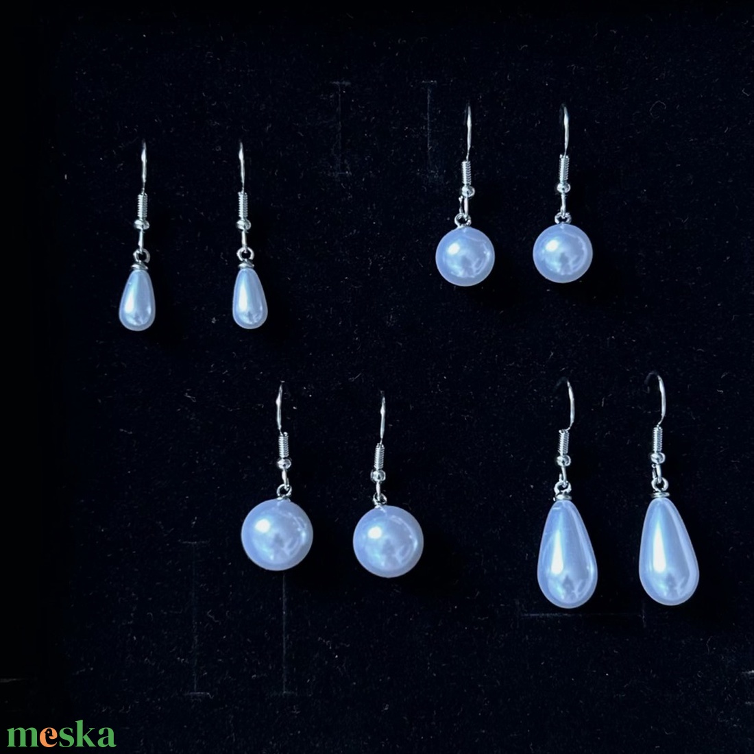 4 pár - különböző formájú/méretű lógós - akril fülbevaló - ékszer - fülbevaló - lógó fülbevaló - Meska.hu