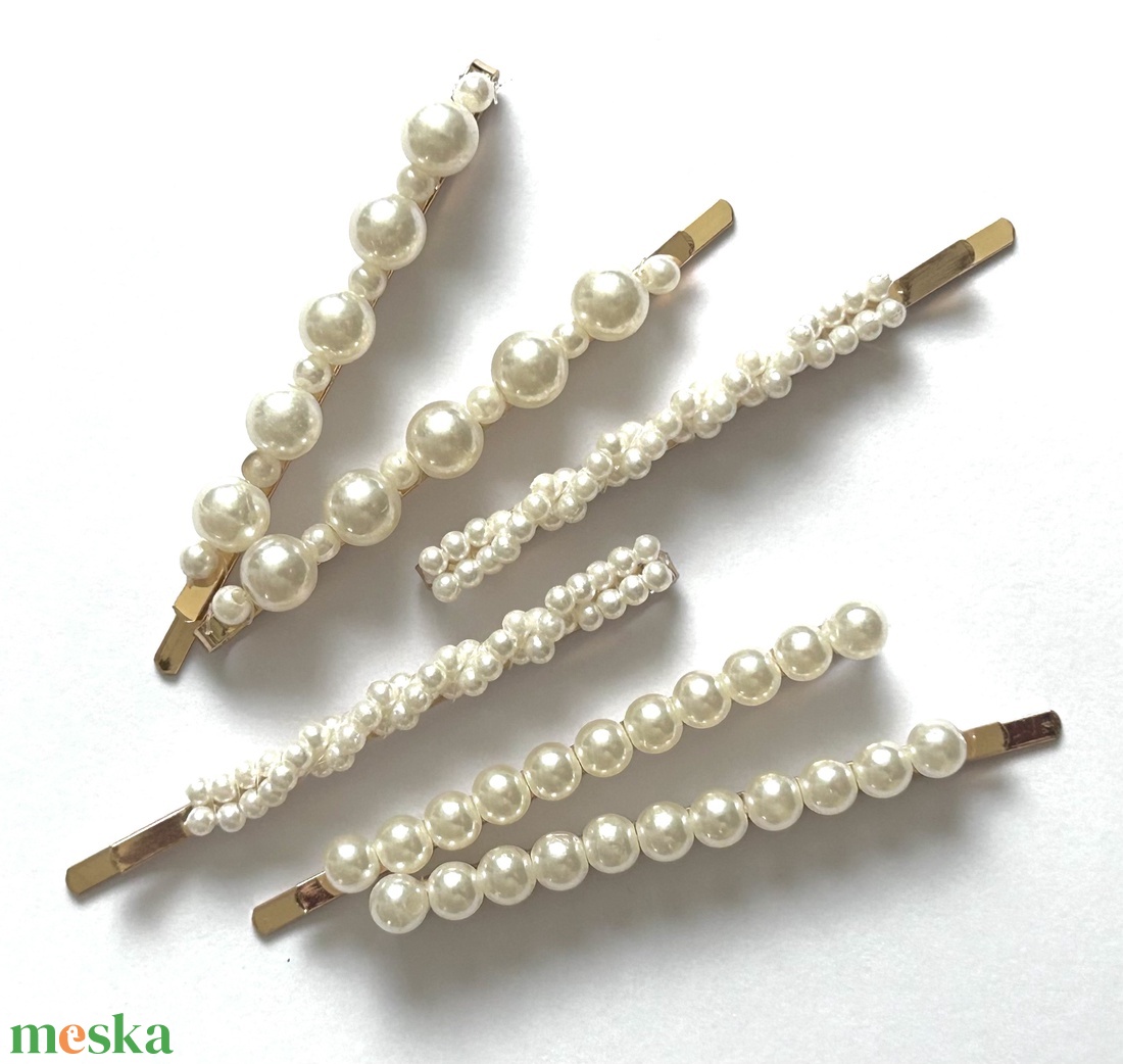 GYÖNGYÖS - hajcsat - szett - 6db-os - esküvő - hajdísz - hajtű - Meska.hu