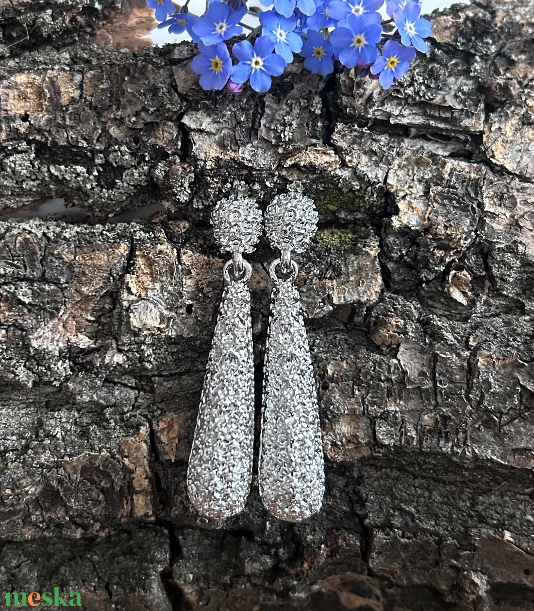 FÜLBEVALÓ - hosszú - lógós - ezüst - ékszer - fülbevaló - lógó csepp fülbevaló - Meska.hu