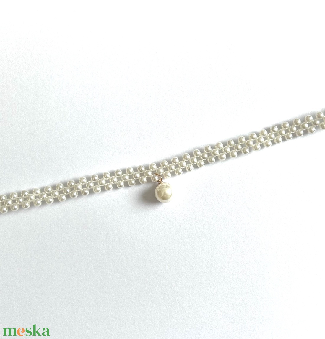 ESKÜVŐI - törtfehér - 3 soros - akril nyaklánc - arany szerelékkel - esküvő - ékszer - nyaklánc - Meska.hu