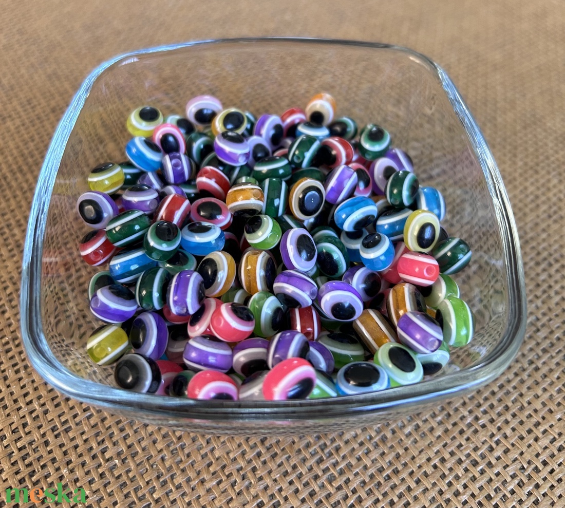 50db színes evil eye / nazar gyöngy  mix - kellékek & szerszámok - gyöngyfűzés kellékek - műanyag gyöngy - Meska.hu