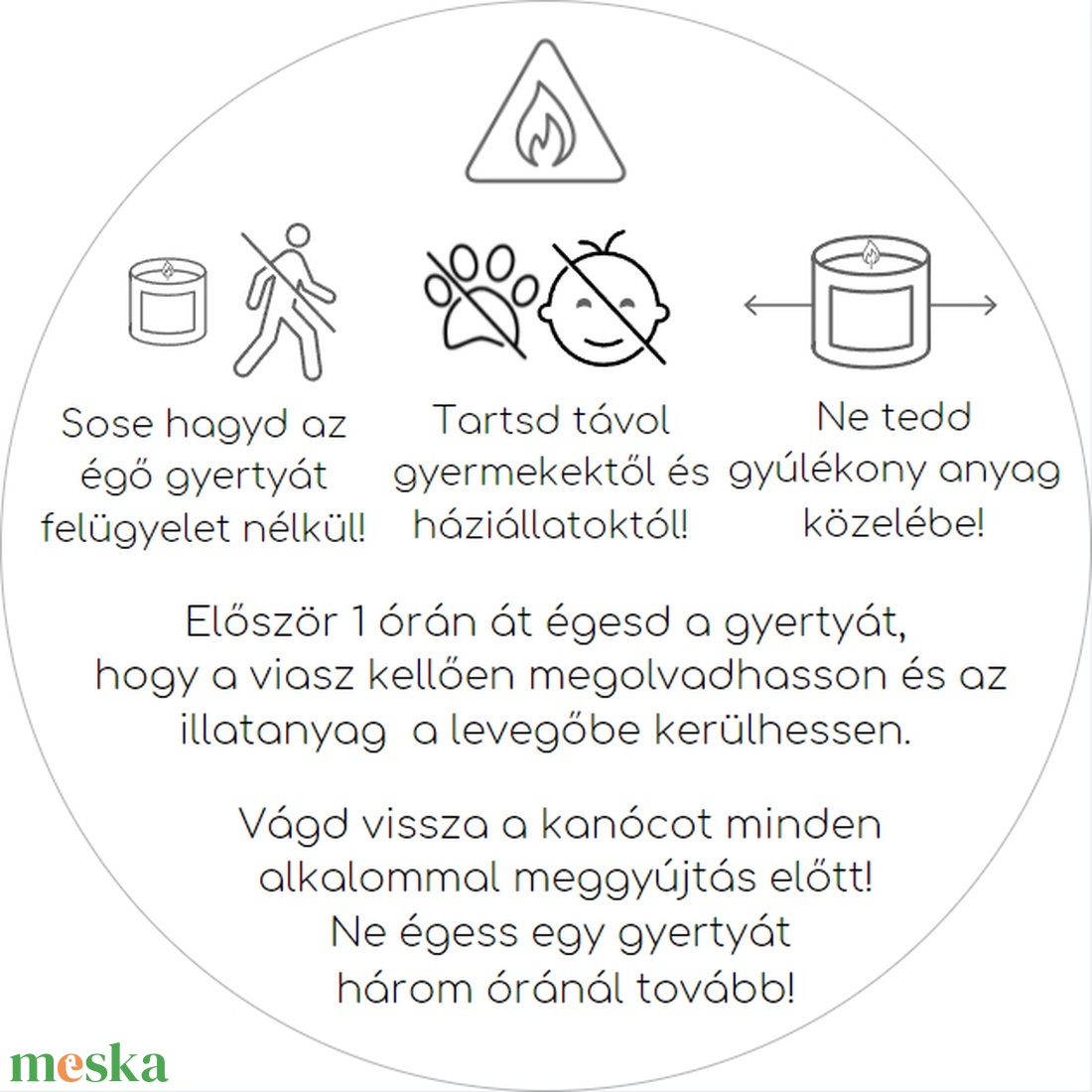 Gyertya biztonsági címke 48db 4,5x4,5cm papír kör matrica - otthon & életmód - papír, írószer - matrica, matrica csomag - Meska.hu Gyertya biztonsági címke 48db 4,5x4,5cm papír kör matrica - otthon & életmód - papír, írószer - matrica, matrica csomag - Meska.hu
