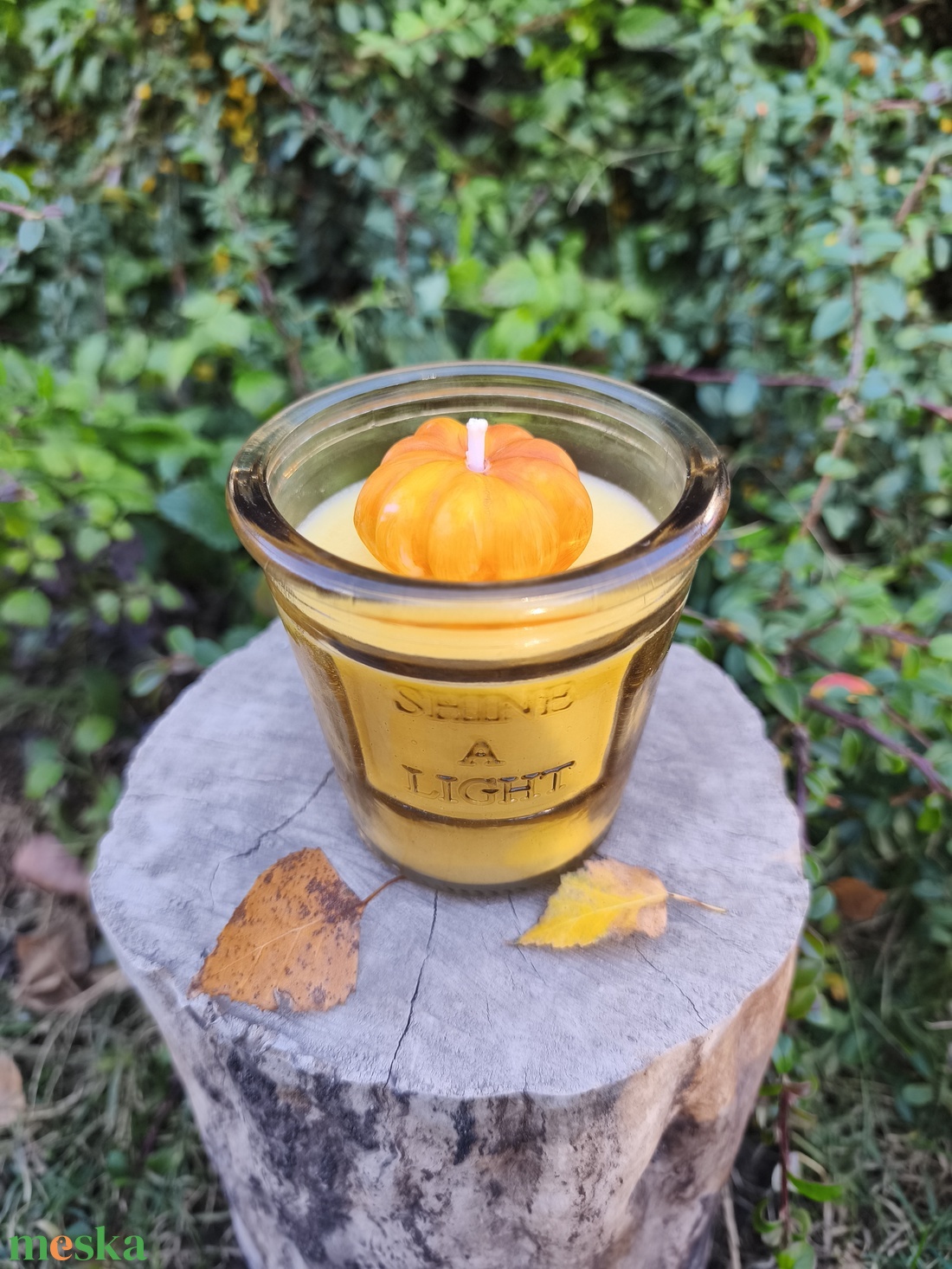 Őszi gyertya,Mirha illattal - esküvő - dekoráció - gyertya & gyertyatartó - Meska.hu