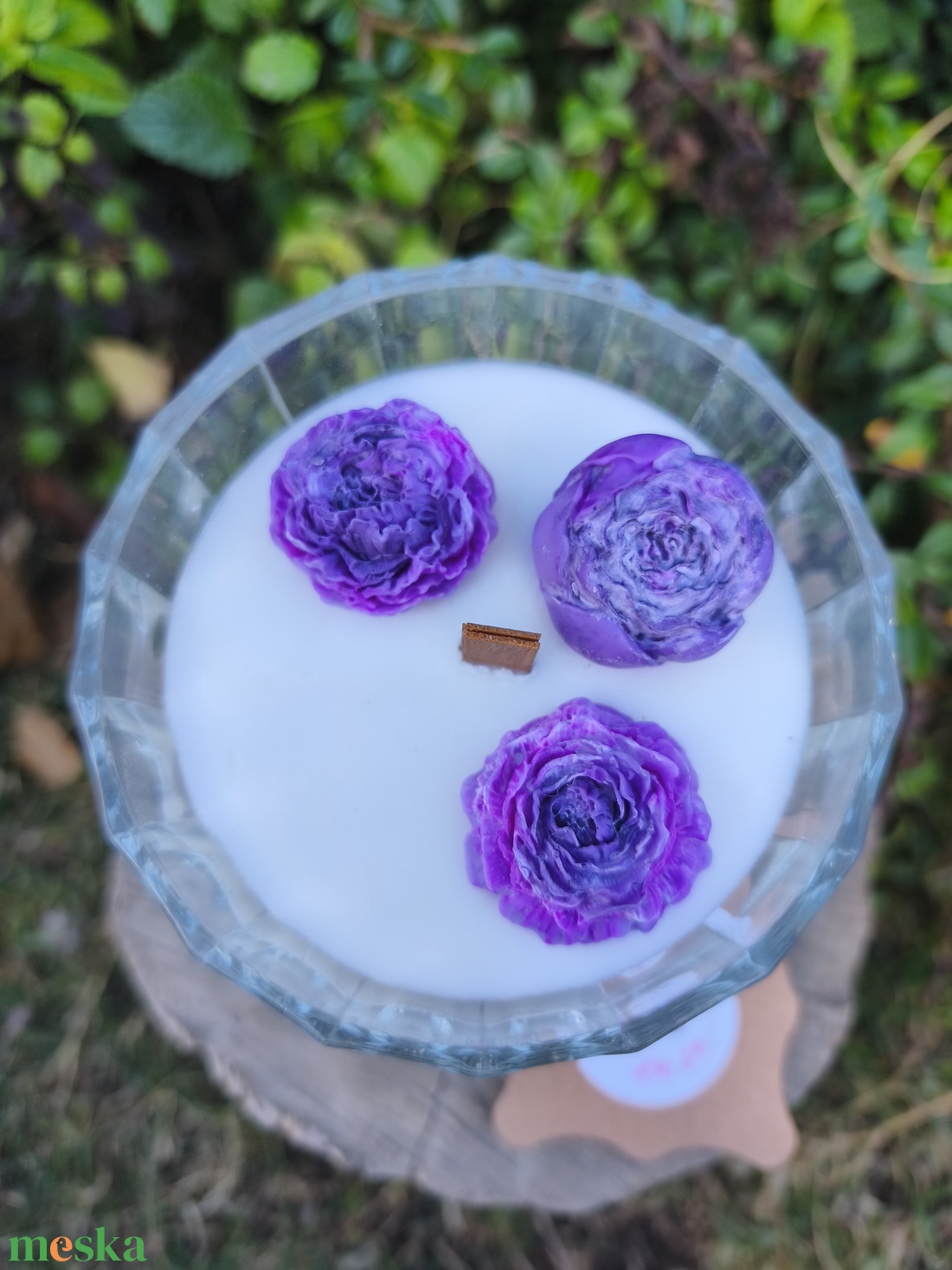 Lila virgos gyertya kehely - esküvő - dekoráció - gyertya & gyertyatartó - Meska.hu