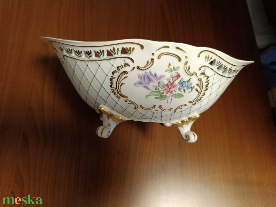 Hollóházi Porcelán Gyümölcskosár - otthon & életmód - dekoráció - asztal és polc dekoráció - dekorációs tál, tartó - Meska.hu
