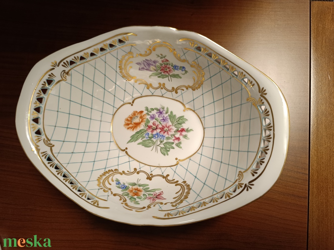 Hollóházi Porcelán Gyümölcskosár - otthon & életmód - dekoráció - asztal és polc dekoráció - dekorációs tál, tartó - Meska.hu