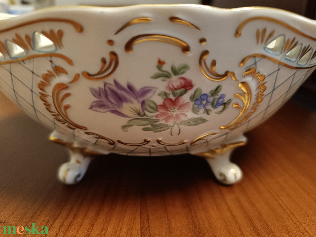 Hollóházi Porcelán Gyümölcskosár - otthon & életmód - dekoráció - asztal és polc dekoráció - dekorációs tál, tartó - Meska.hu