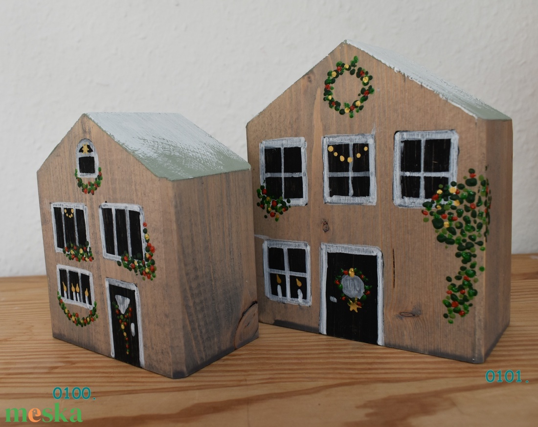  karácsonyi dekorházikó párban 0100 és 0101 - karácsony - karácsonyi lakásdekoráció - karácsonyi falu, házikó - Meska.hu