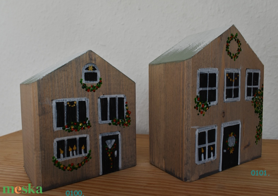  karácsonyi dekorházikó párban 0100 és 0101 - karácsony - karácsonyi lakásdekoráció - karácsonyi falu, házikó - Meska.hu