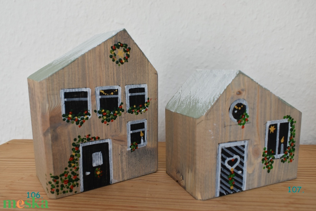  karácsonyi dekorházikó párban 0106 és 0107 - karácsony - karácsonyi lakásdekoráció - karácsonyi falu, házikó - Meska.hu