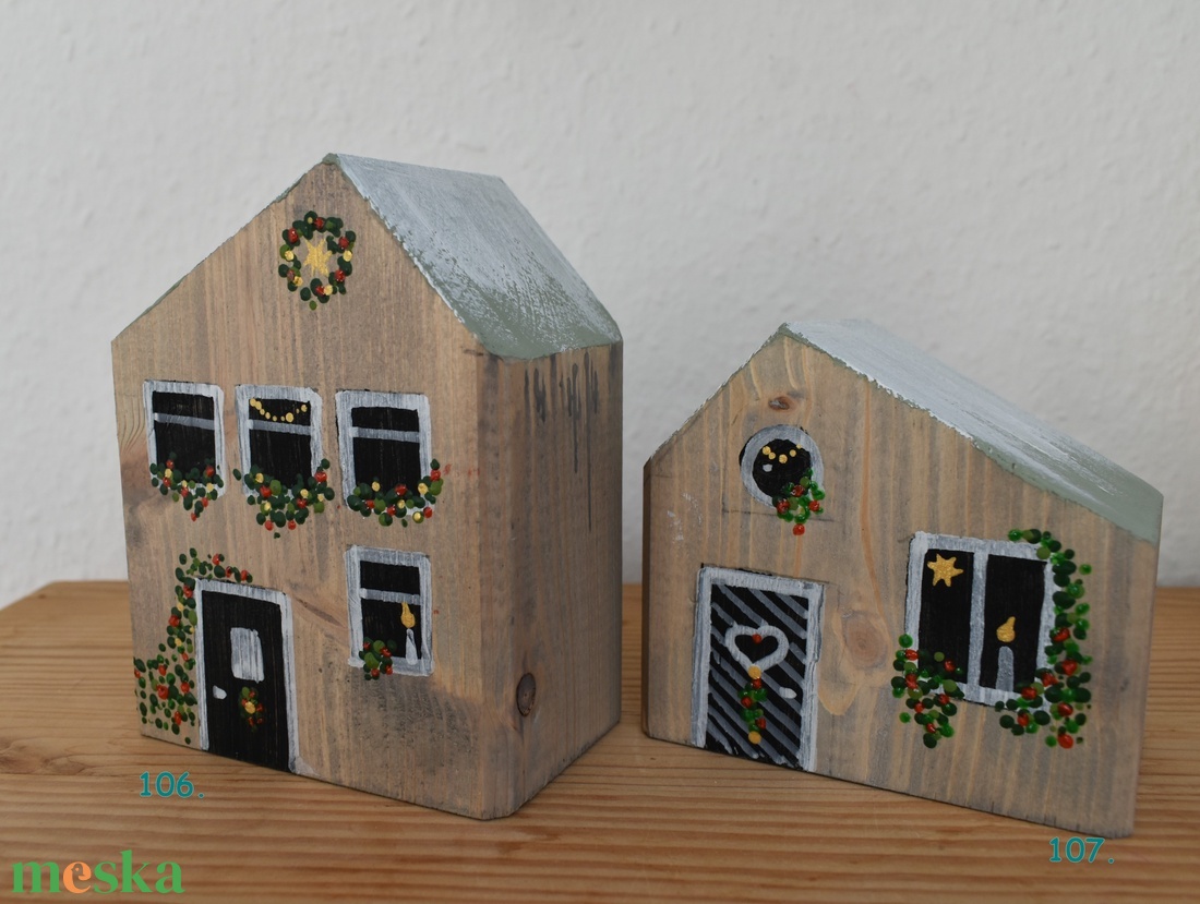  karácsonyi dekorházikó párban 0106 és 0107 - karácsony - karácsonyi lakásdekoráció - karácsonyi falu, házikó - Meska.hu
