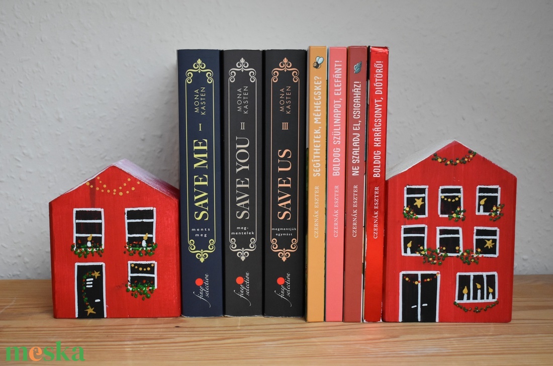 karácsonyi dekorházikó párban piros 0122 és 0123 - karácsony - karácsonyi lakásdekoráció - karácsonyi falu, házikó - Meska.hu