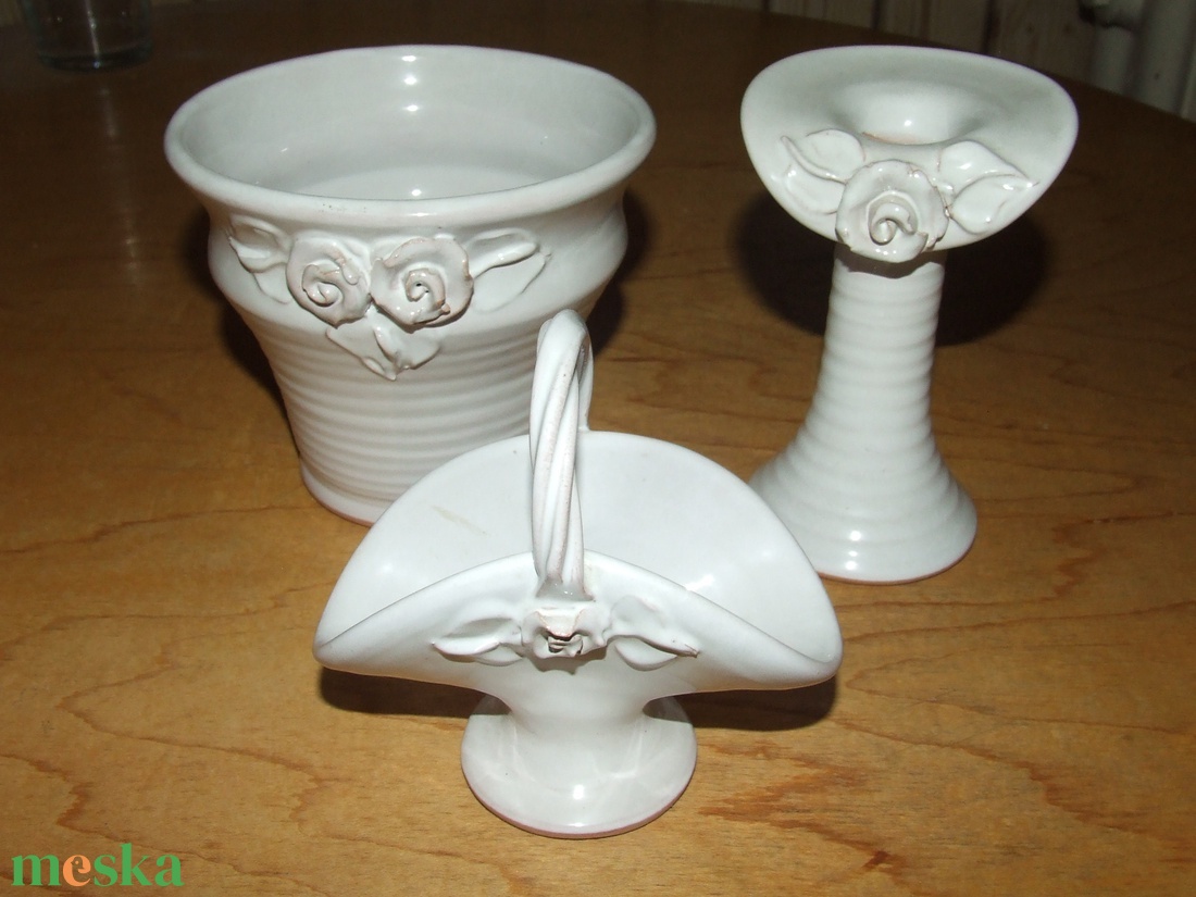 Rózsás kerámia szett - művészet - szobor - kerámia - Meska.hu