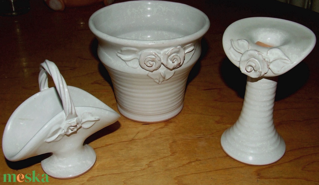 Rózsás kerámia szett - művészet - szobor - kerámia - Meska.hu