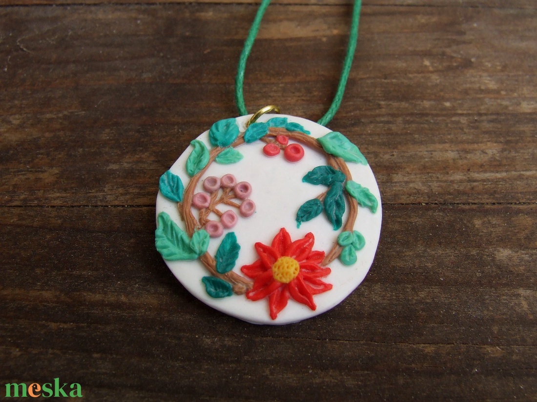 Virágos, leveles nyaklánc - ékszer - nyaklánc - medálos nyaklánc - Meska.hu