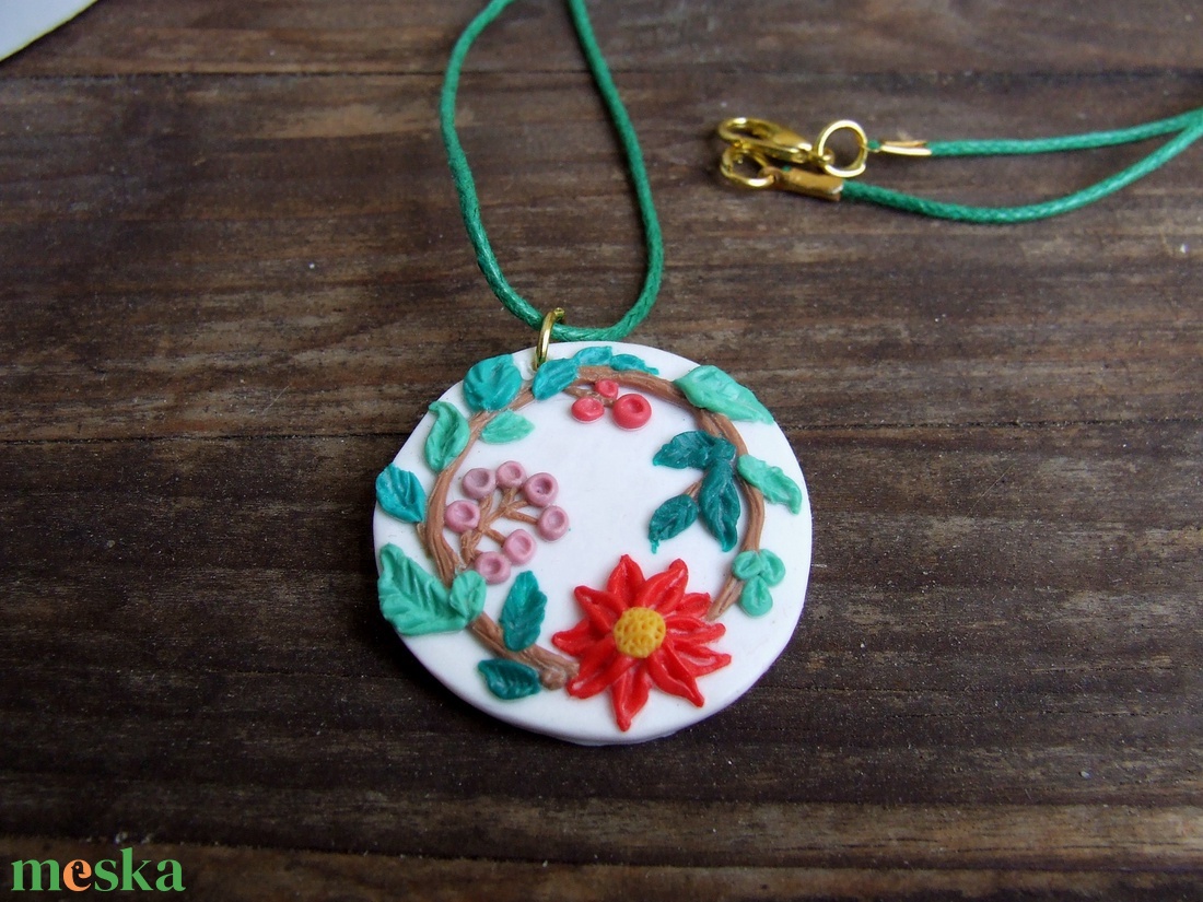 Virágos, leveles nyaklánc - ékszer - nyaklánc - medálos nyaklánc - Meska.hu