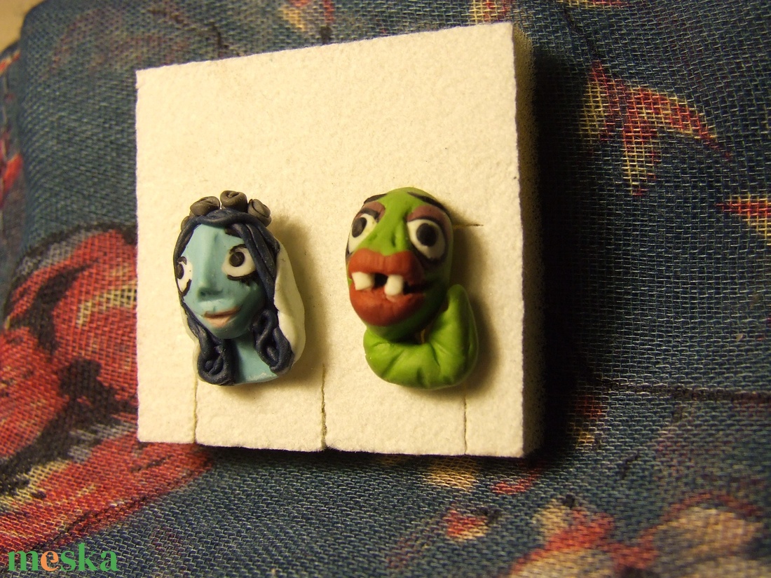Corpse Bride fülbevaló - esküvő - ékszer - fülbevaló - Meska.hu