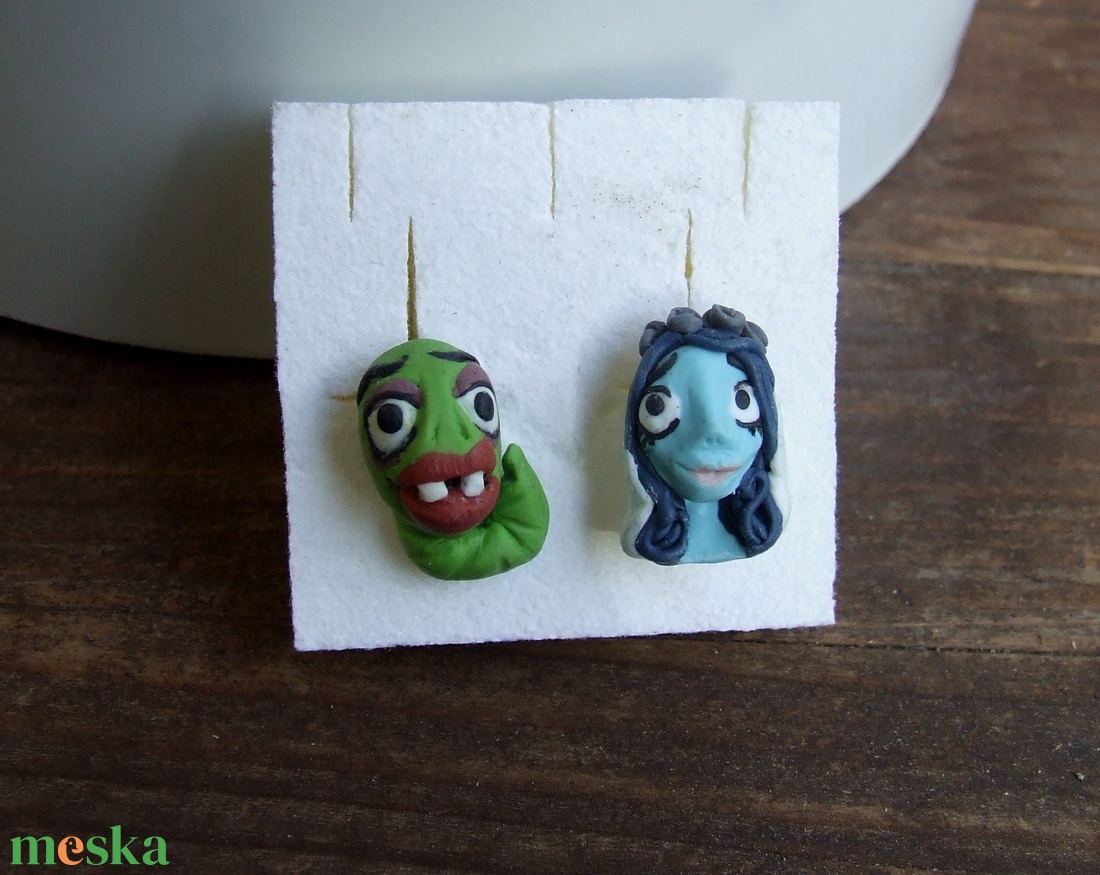 Corpse Bride fülbevaló - esküvő - ékszer - fülbevaló - Meska.hu