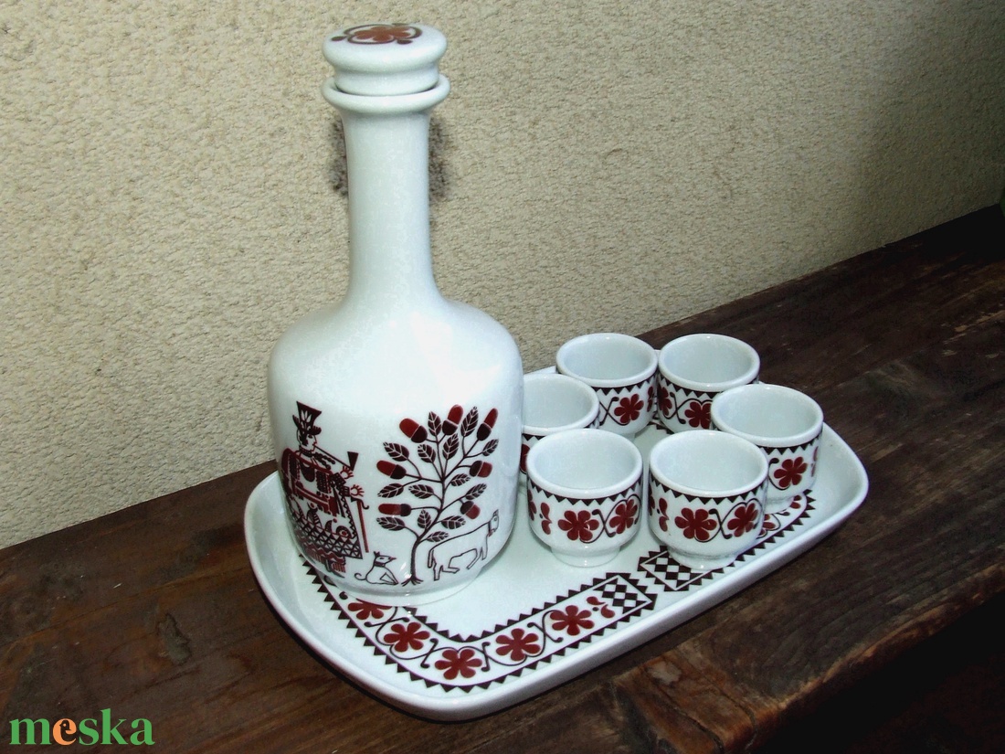 Retro Alföldi porcelán pálinkás készlet - otthon & életmód - konyhafelszerelés, tálalás - tálalás - pálinkás poharak, szettek - Meska.hu