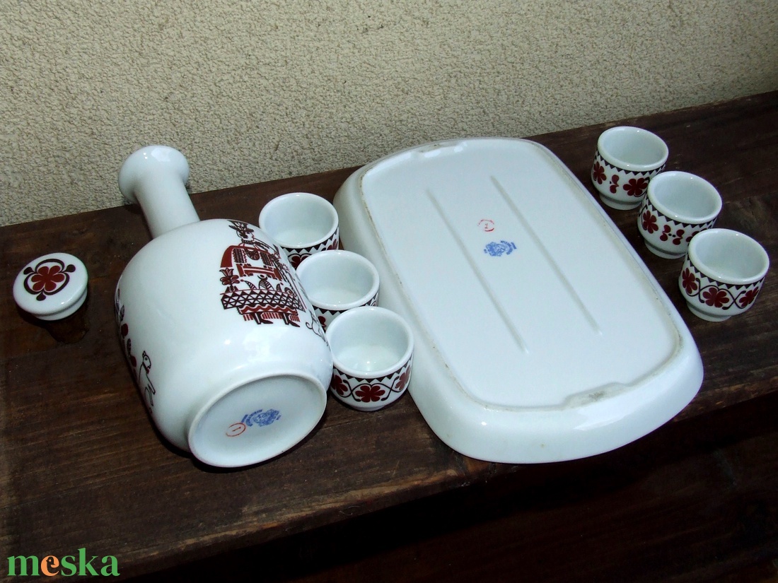 Retro Alföldi porcelán pálinkás készlet - otthon & életmód - konyhafelszerelés, tálalás - tálalás - pálinkás poharak, szettek - Meska.hu