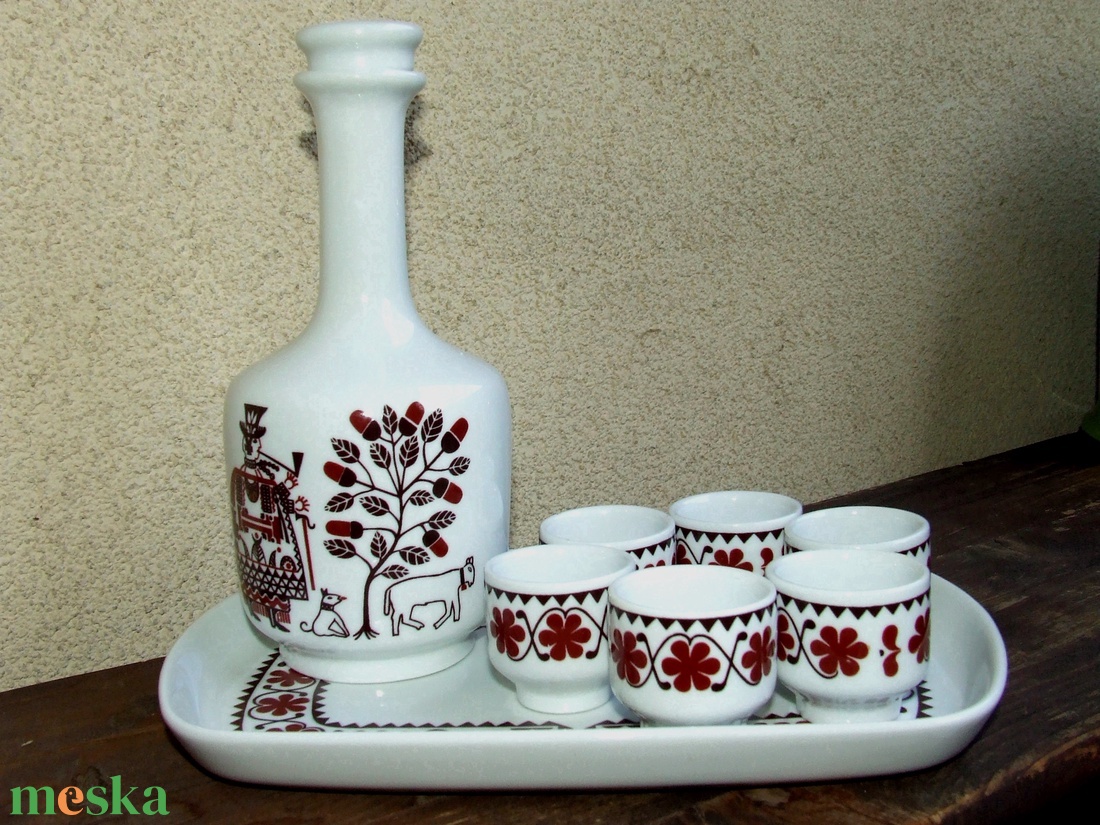 Retro Alföldi porcelán pálinkás készlet - otthon & életmód - konyhafelszerelés, tálalás - tálalás - pálinkás poharak, szettek - Meska.hu