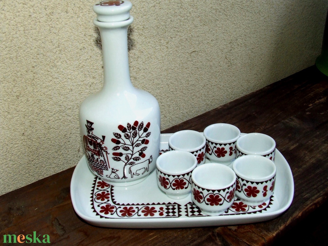 Retro Alföldi porcelán pálinkás készlet - otthon & életmód - konyhafelszerelés, tálalás - tálalás - pálinkás poharak, szettek - Meska.hu