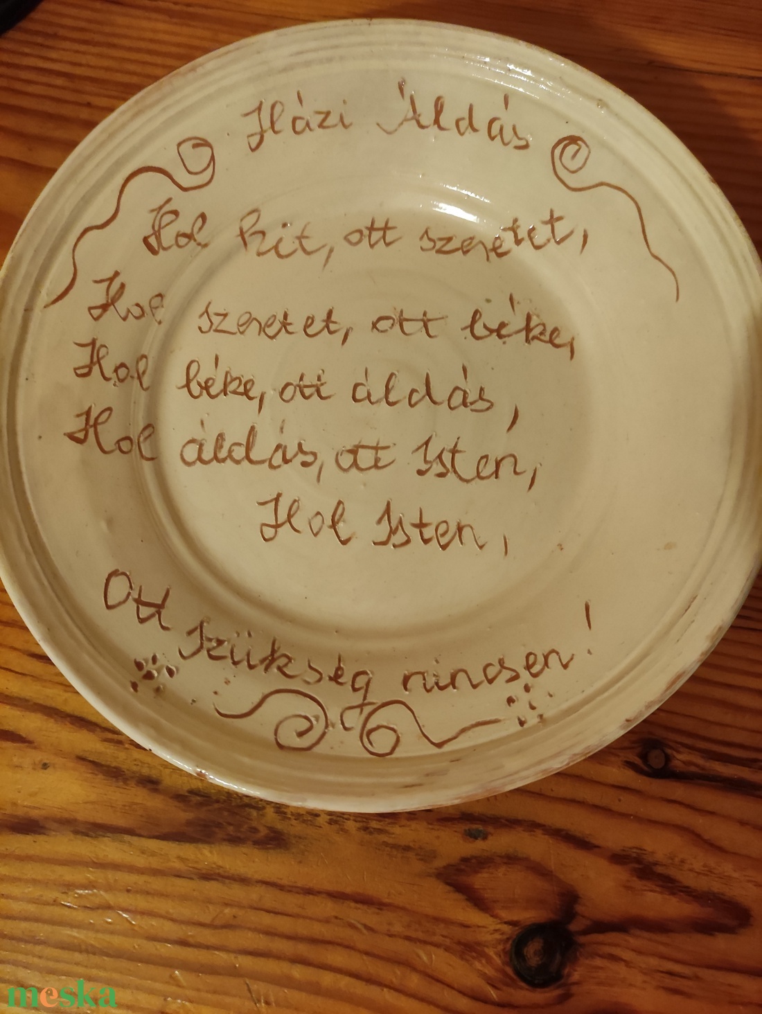 Házi áldás tányér  - karácsony - karácsonyi lakásdekoráció - karácsonyi girland, boa - Meska.hu