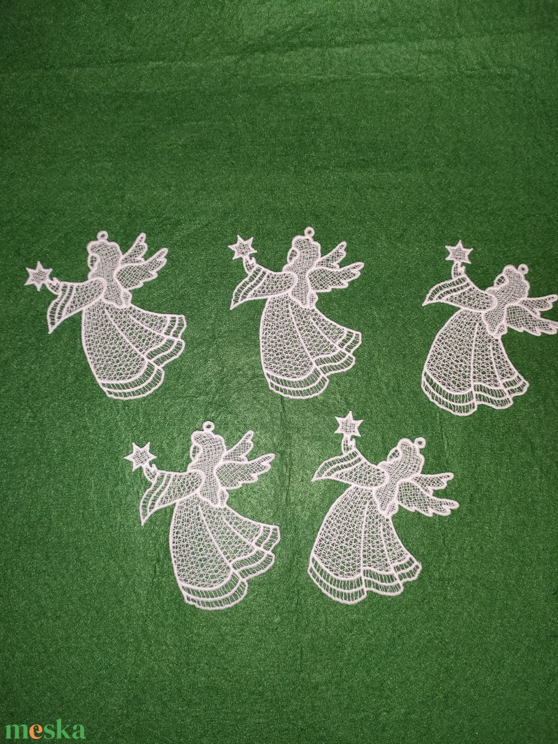 Csipke angyal, többféle, felakasztható 1. - karácsony - karácsonyi lakásdekoráció - karácsonyfadíszek - Meska.hu