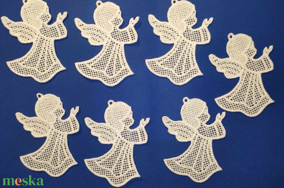 Csipke angyal, többféle, felakasztható 5. - karácsony - karácsonyi lakásdekoráció - karácsonyfadíszek - Meska.hu