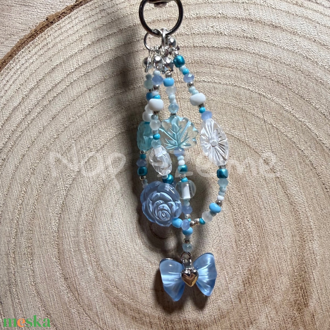 Kék-fehér gyöngy kulcstartó - táska & tok - kulcstartó & táskadísz - kulcstartó - Meska.hu