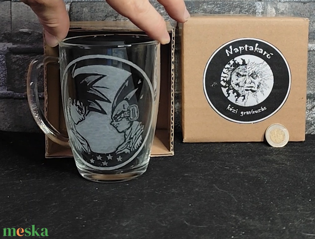 Dragonball SonGoku Vegita mintás üveg bögre  - otthon & életmód - konyhafelszerelés, tálalás - tálalás - bögre & csésze - Meska.hu