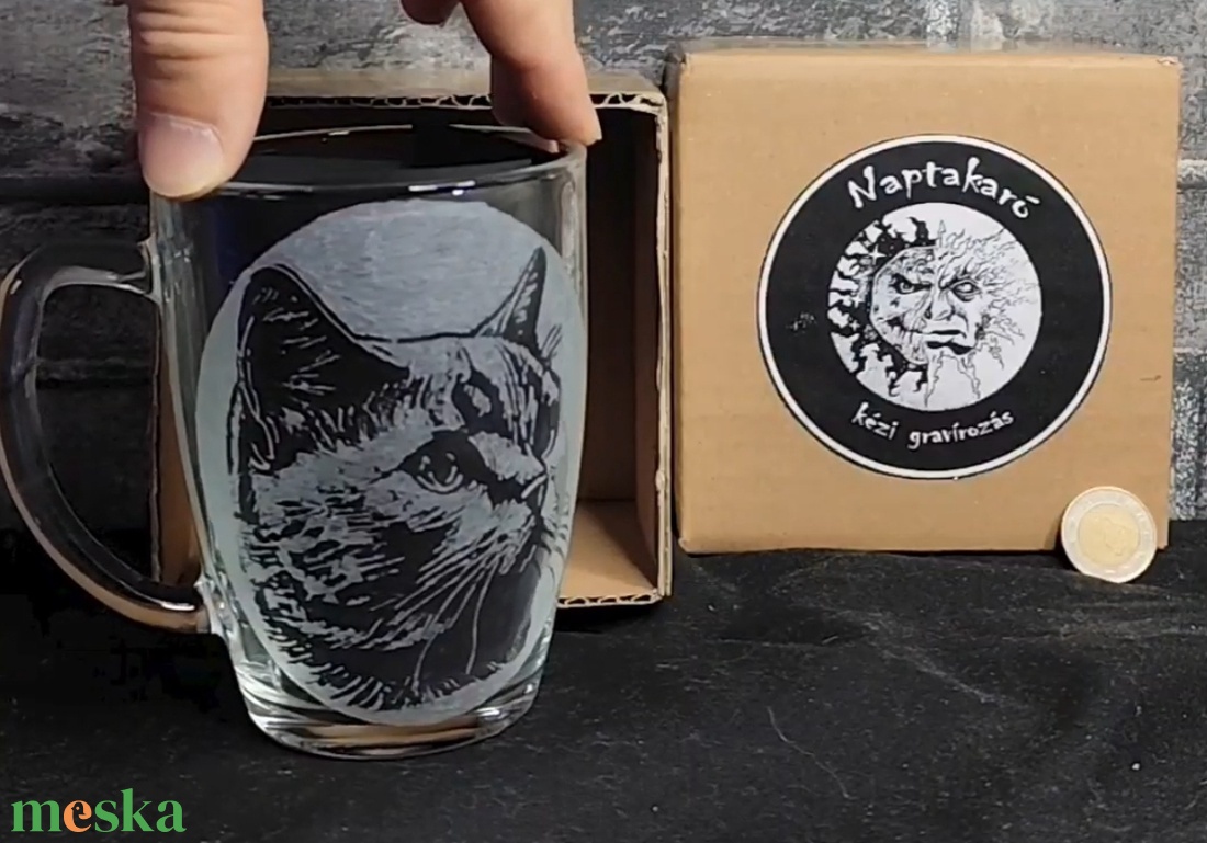 Cica mintás üveg bögre  - otthon & életmód - konyhafelszerelés, tálalás - tálalás - bögre & csésze - Meska.hu