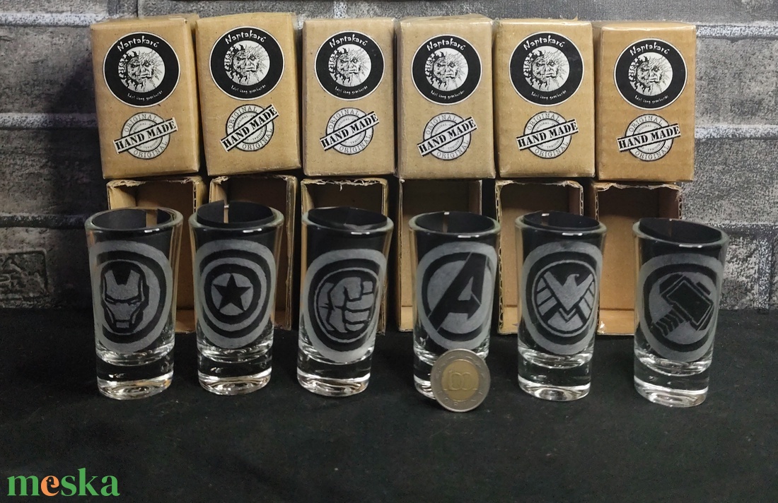 Bosszúállók-Avangers rövid italos készlet  - otthon & életmód - konyhafelszerelés, tálalás - tálalás - pálinkás poharak, szettek - Meska.hu
