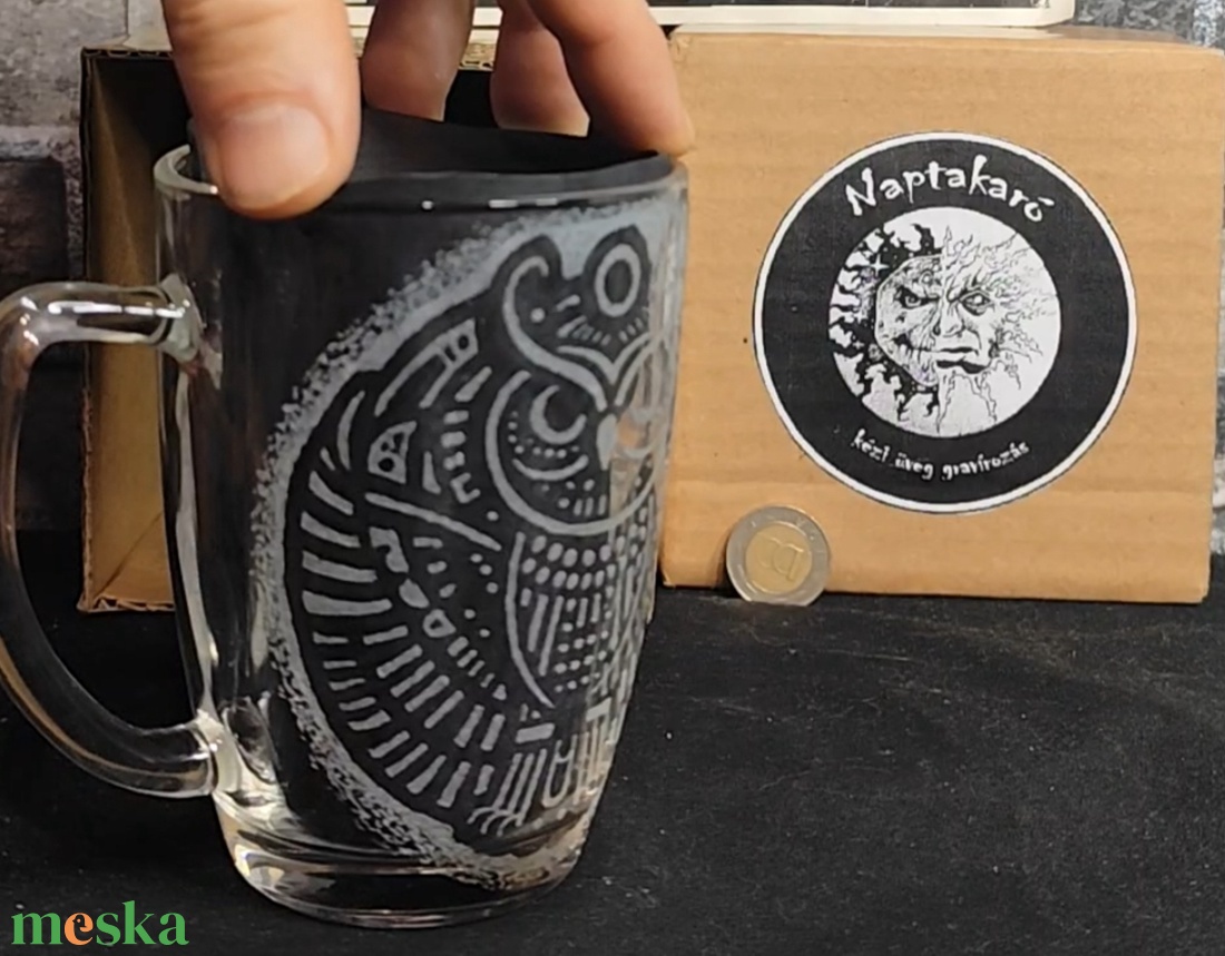 Bagoly mintás üveg bögre  - otthon & életmód - konyhafelszerelés, tálalás - tálalás - bögre & csésze - Meska.hu