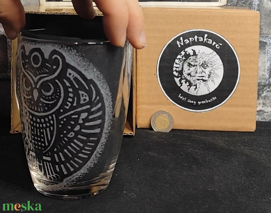 Bagoly mintás üveg bögre  - otthon & életmód - konyhafelszerelés, tálalás - tálalás - bögre & csésze - Meska.hu