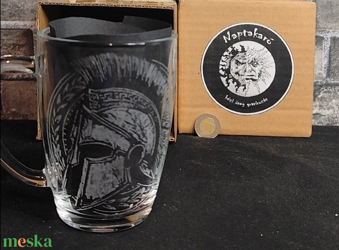 Spártai sisak mintás üveg bögre  - otthon & életmód - konyhafelszerelés, tálalás - tálalás - bögre & csésze - Meska.hu