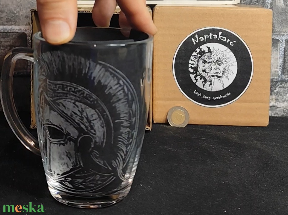 Spártai sisak mintás üveg bögre  - otthon & életmód - konyhafelszerelés, tálalás - tálalás - bögre & csésze - Meska.hu