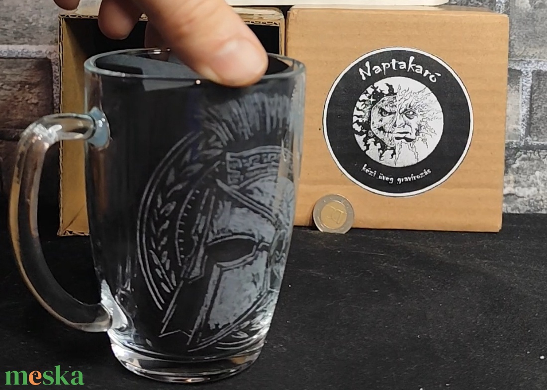 Spártai sisak mintás üveg bögre  - otthon & életmód - konyhafelszerelés, tálalás - tálalás - bögre & csésze - Meska.hu