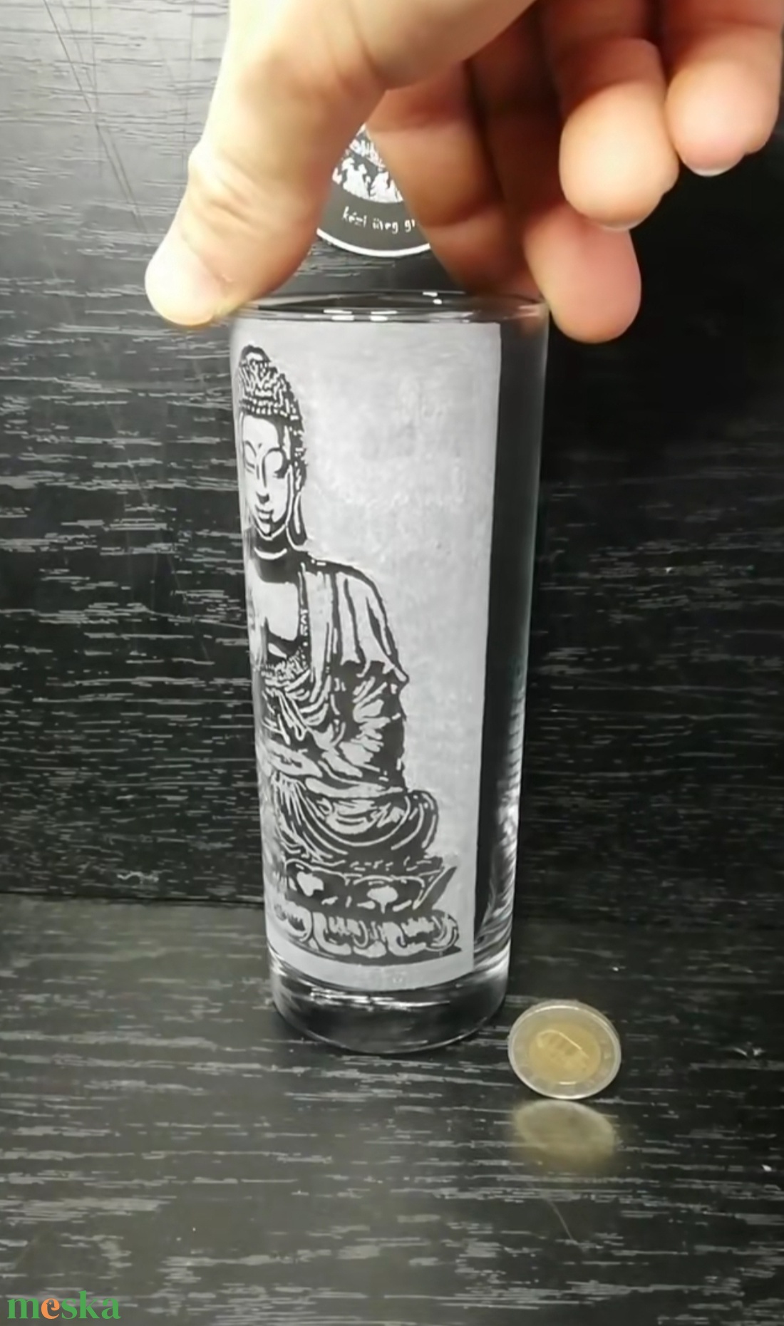 Buddha mintás üveg pohár  - otthon & életmód - konyhafelszerelés, tálalás - tálalás - sörös pohár és korsó - Meska.hu