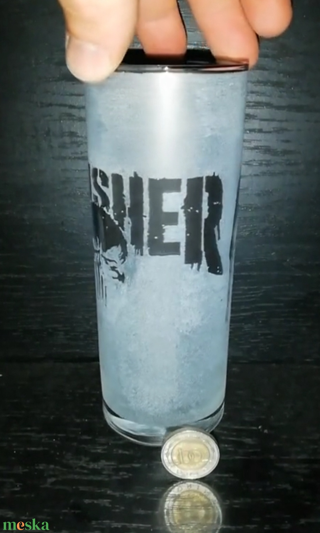  The Punisher-A Megtorló mintás üveg pohár. - otthon & életmód - konyhafelszerelés, tálalás - tálalás - pohár - Meska.hu
