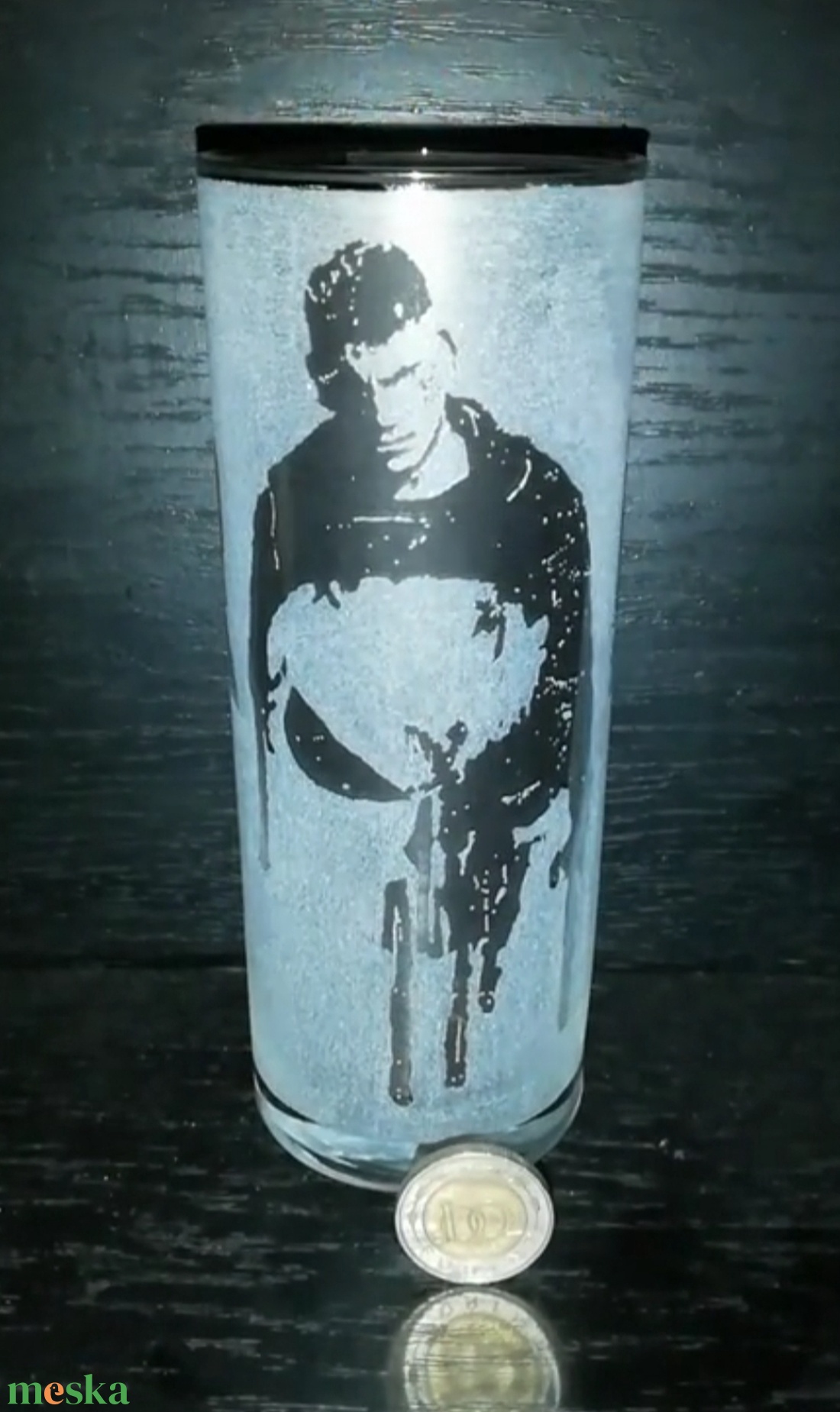  The Punisher-A Megtorló mintás üveg pohár. - otthon & életmód - konyhafelszerelés, tálalás - tálalás - pohár - Meska.hu